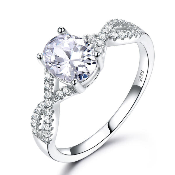 Sterling Silver Ladies Ring Oval Nano Morganite null