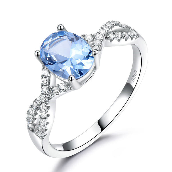 Sterling Silver Ladies Ring Oval Nano Morganite null