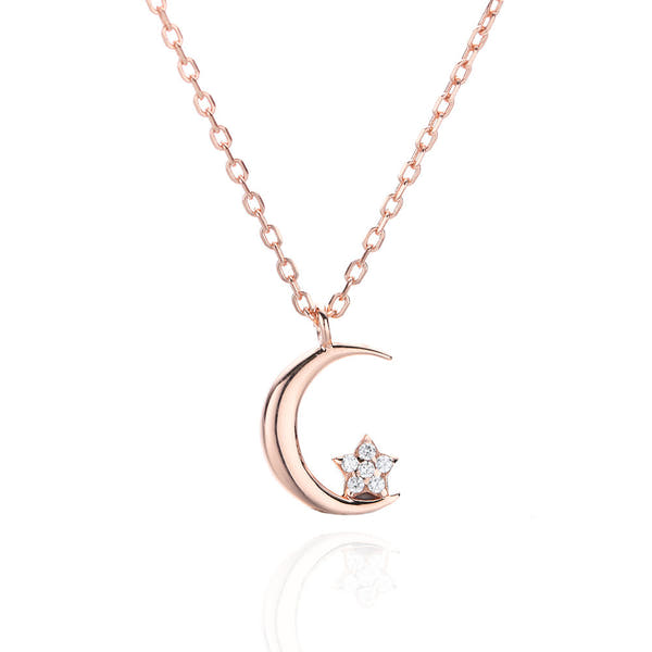 Silver Moon Star Necklace
