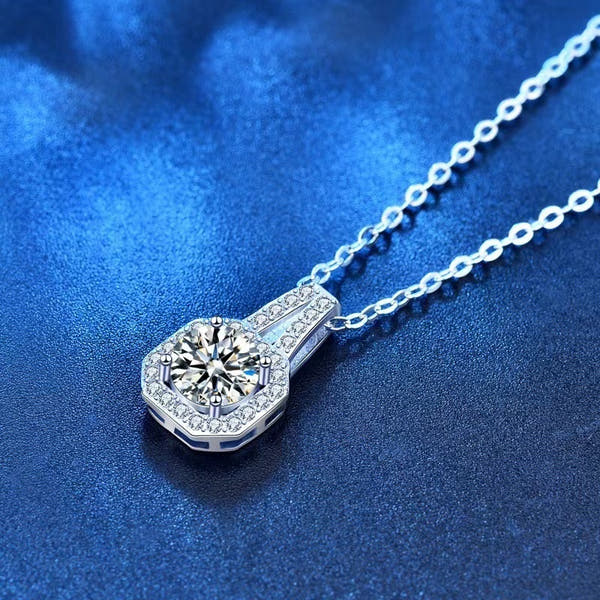 Moissanite Silver Necklace For Women All-match Niche High Sense