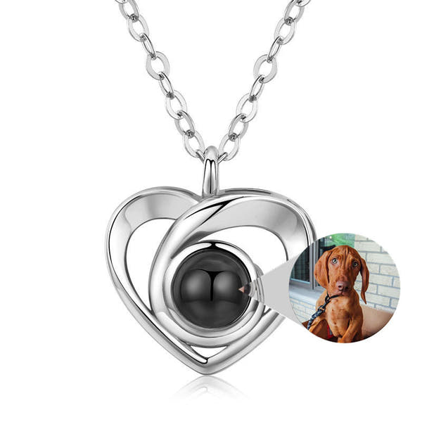 Romantic Photo Projection Necklace Heart Shaped Pendant Necklace