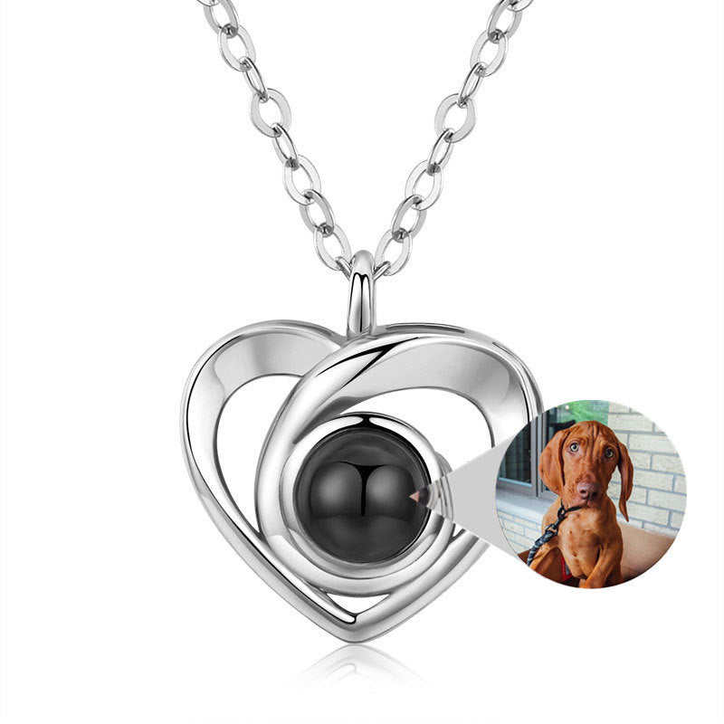 Romantic Photo Projection Necklace Heart Shaped Pendant Necklace