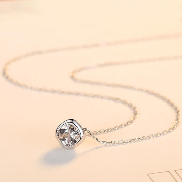 Silver Zircon Pendant Necklace