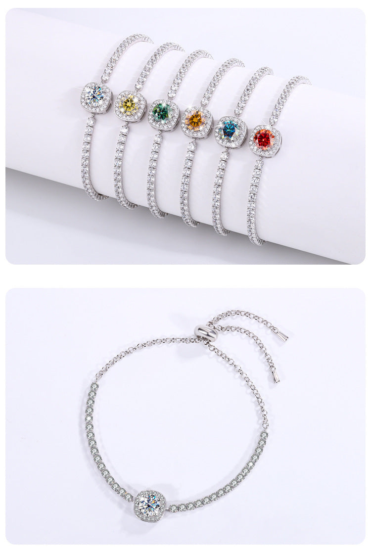 Silver Inlaid Diamond Bracelet