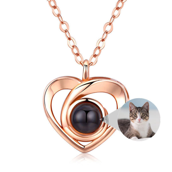 Romantic Photo Projection Necklace Heart Shaped Pendant Necklace