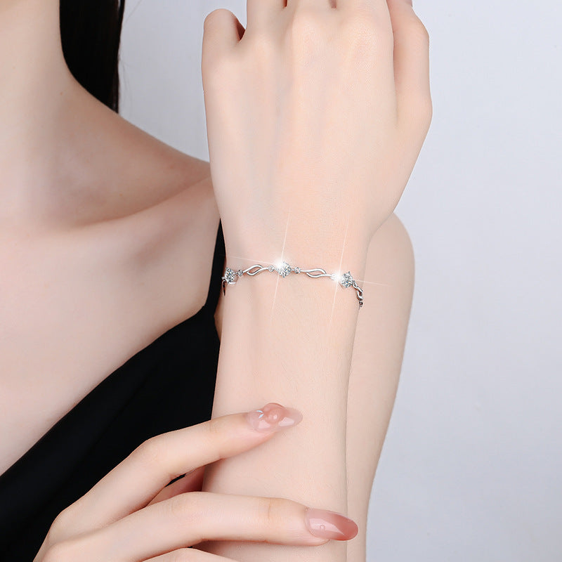 Colorful Moissanite  Silver Bracelet