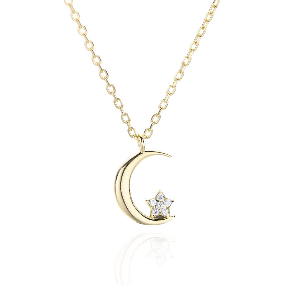 Silver Moon Star Necklace