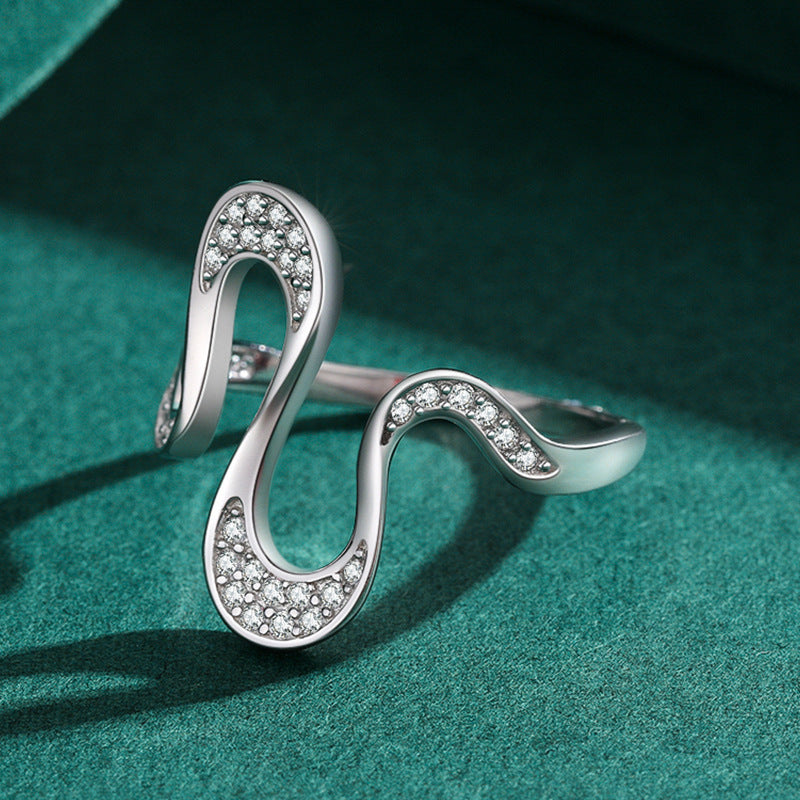 Silver Geometric Diamond Ring