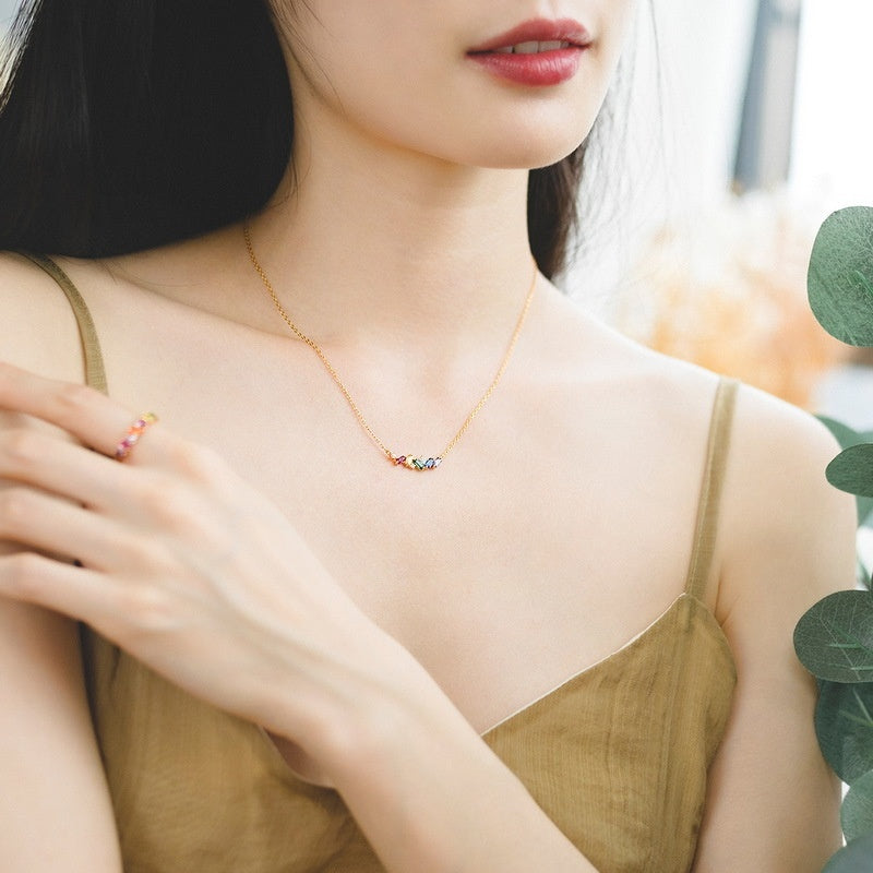 Japanese Light Luxury Rainbow Candy 925 Silver Necklace null