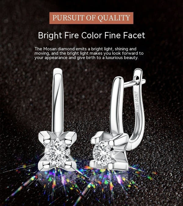 Moissanite Earrings Silver