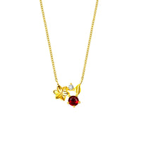 Silver Garnet Flower Pendant
