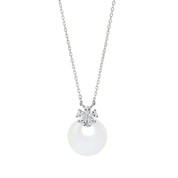 Silver Chalcedony Peace Buckle Necklace