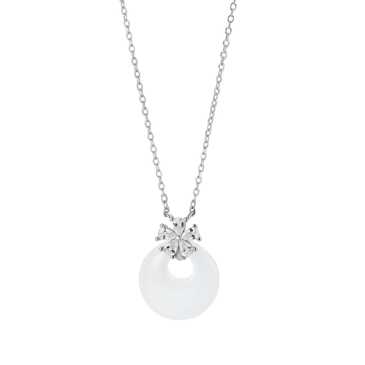 Silver Chalcedony Peace Buckle Necklace