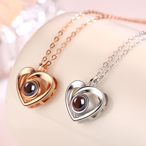 Romantic Photo Projection Necklace Heart Shaped Pendant Necklace
