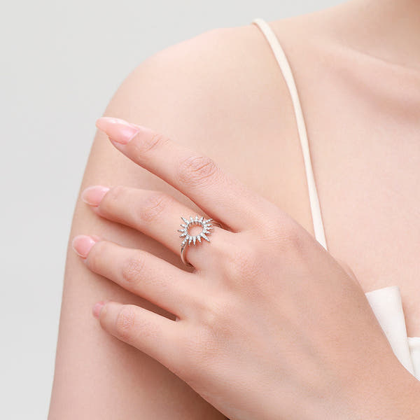 Silver Diamond Sunflower Ring