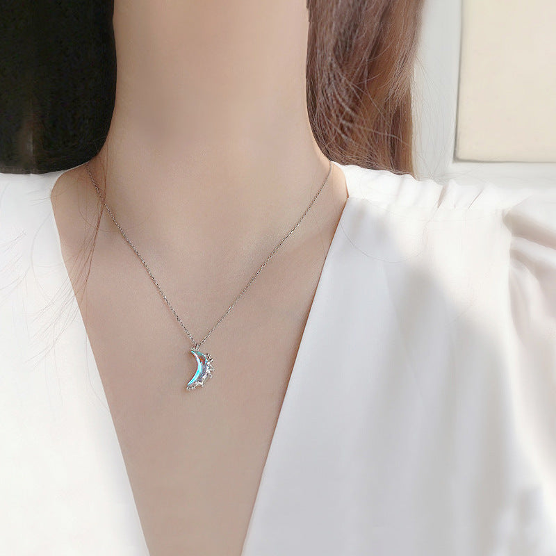 925 Pure Silver Moon Spring Small Crowd Clavicle Chain null
