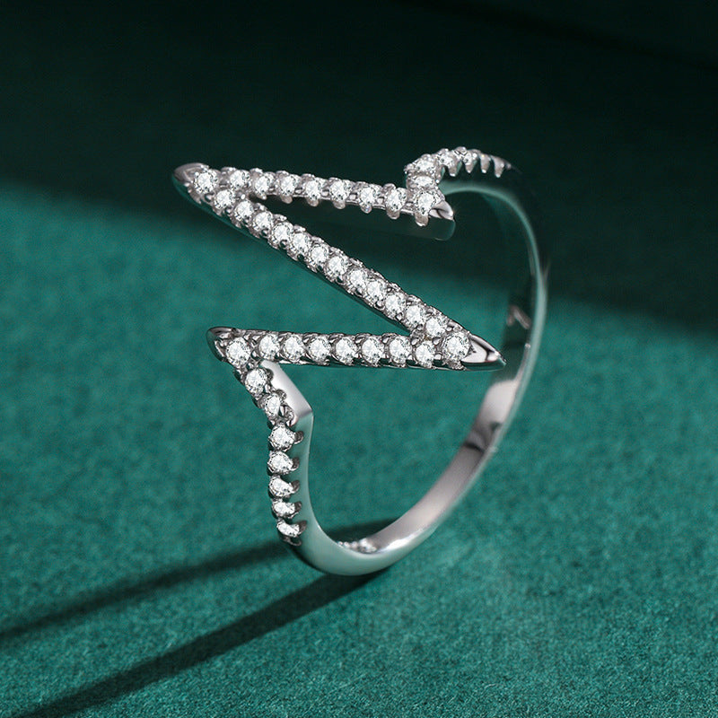 Silver Diamond Lightning Ring