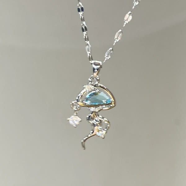 Silver Blue Jellyfish Necklace