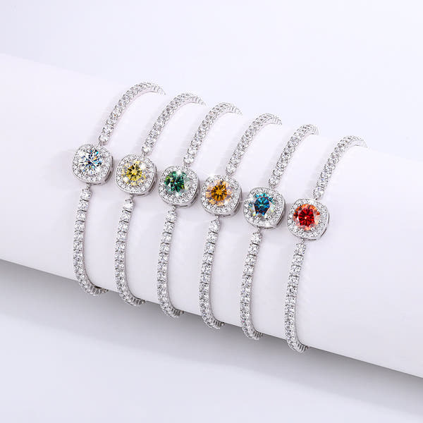 Silver Inlaid Diamond Bracelet