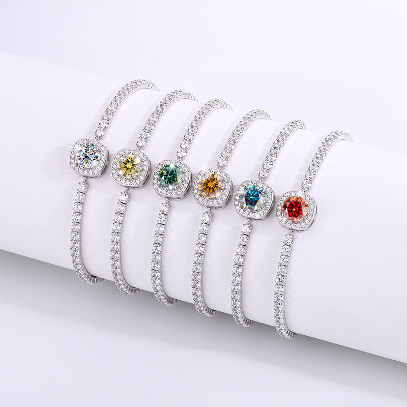 Silver Inlaid Diamond Bracelet