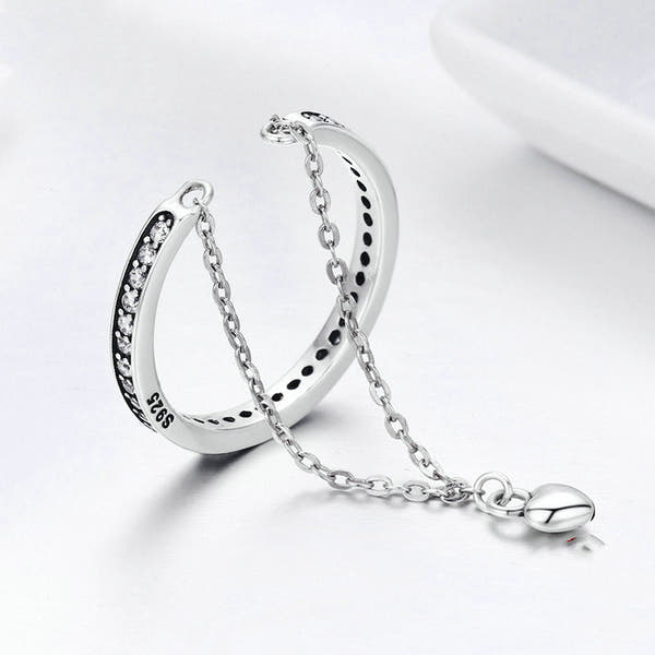 Silver Heart Ring Ladies Diamonds