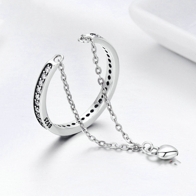 Silver Heart Ring Ladies Diamonds