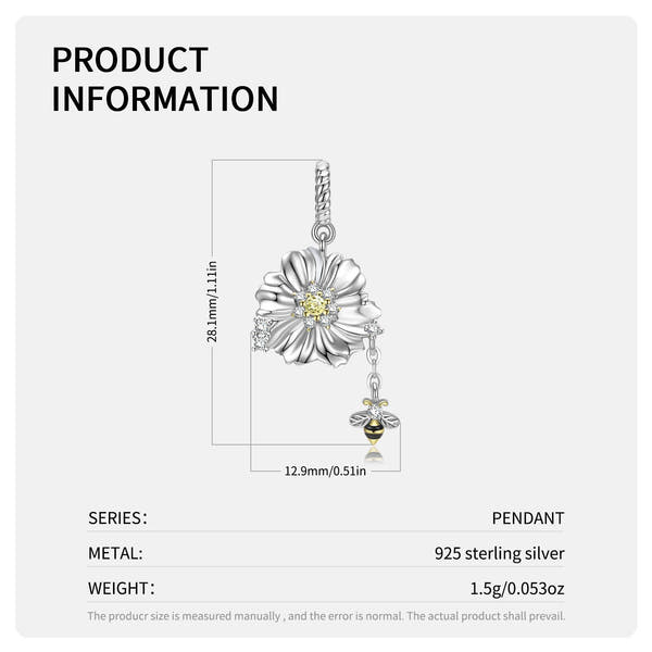 Bee And Flower Necklace 925 Silver Necklace Pendant null