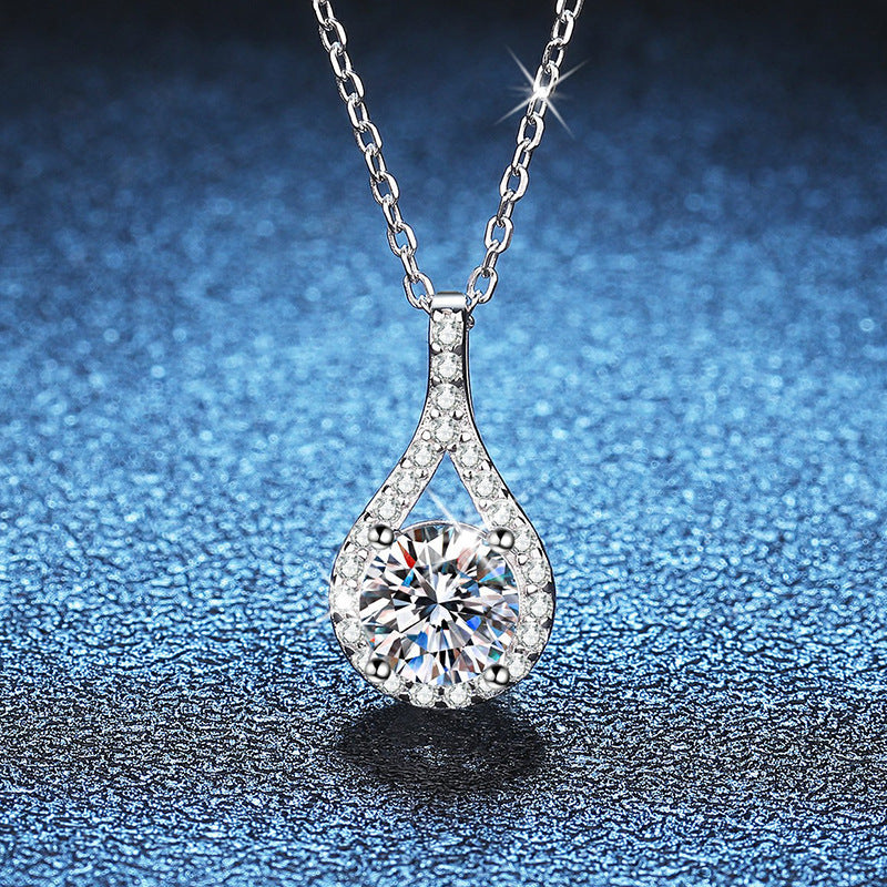 Silver Necklace Moissanite Pendant