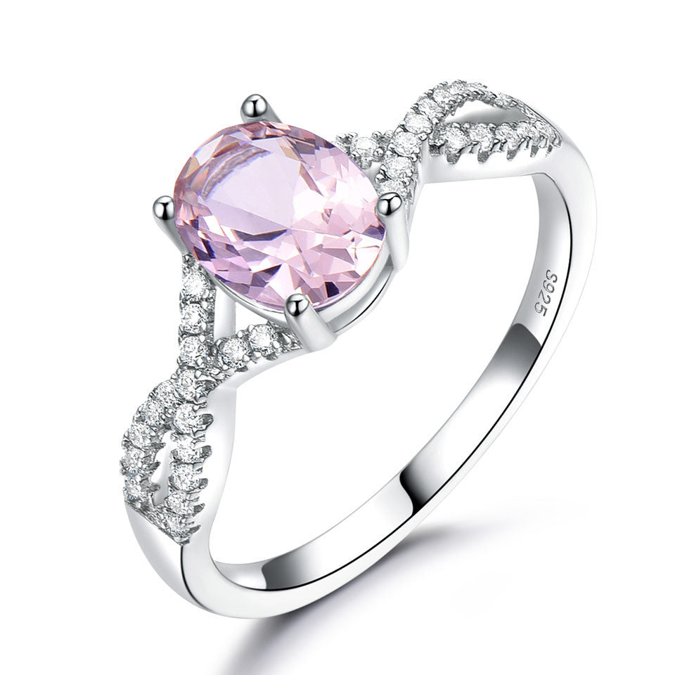 Sterling Silver Ladies Ring Oval Nano Morganite null