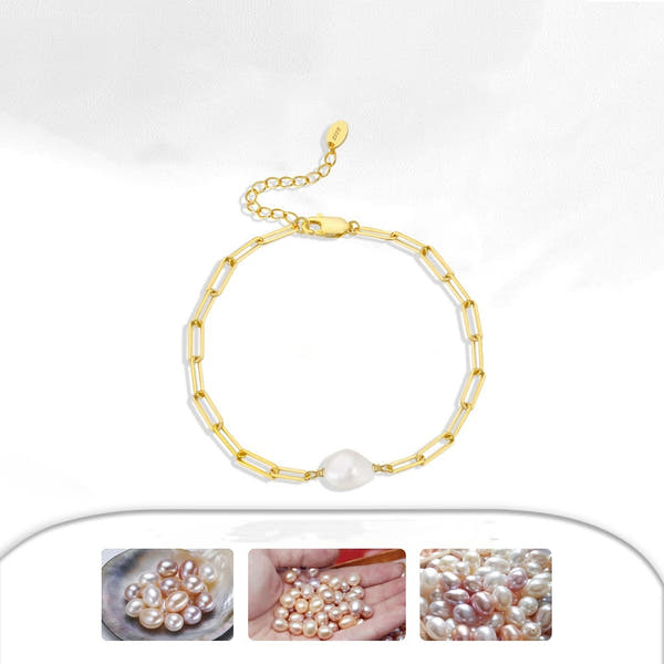 Silver Natural  Pearl Bracelet