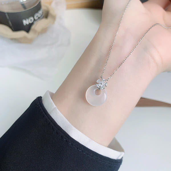 Silver Chalcedony Peace Buckle Necklace