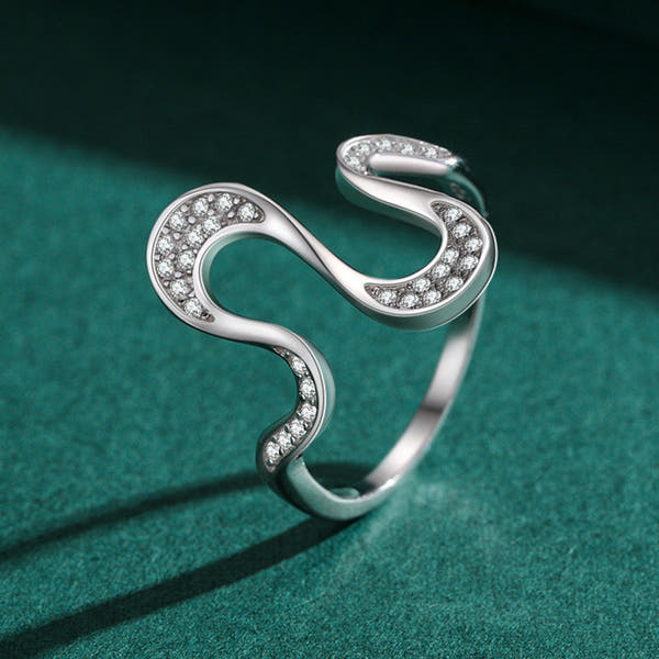 Silver Geometric Diamond Ring