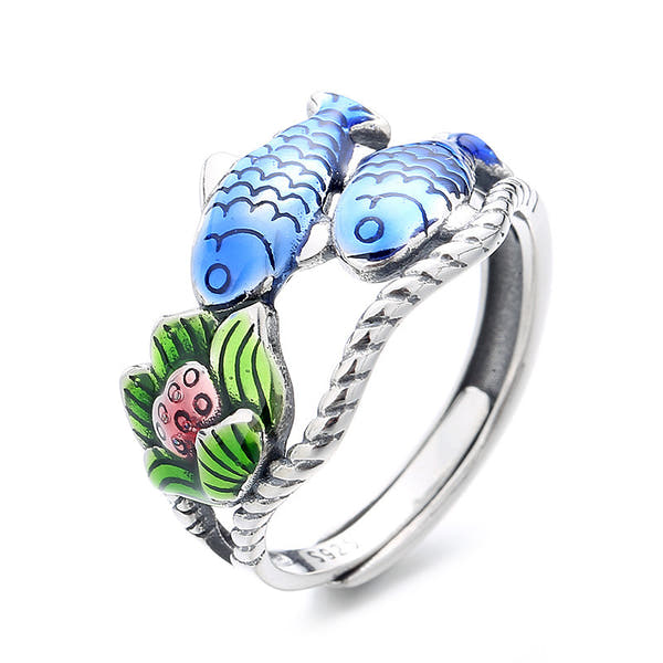 Silver Lotus Vintage Distressed Ring