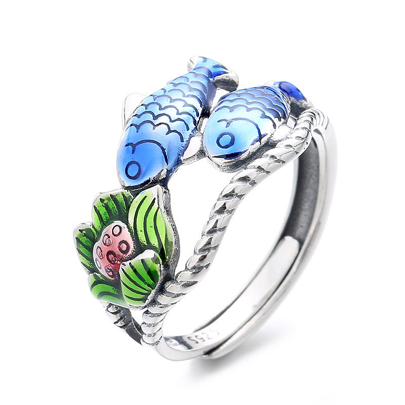 Silver Lotus Vintage Distressed Ring