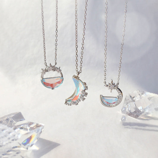 925 Pure Silver Moon Spring Small Crowd Clavicle Chain null