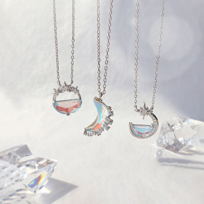 925 Pure Silver Moon Spring Small Crowd Clavicle Chain null