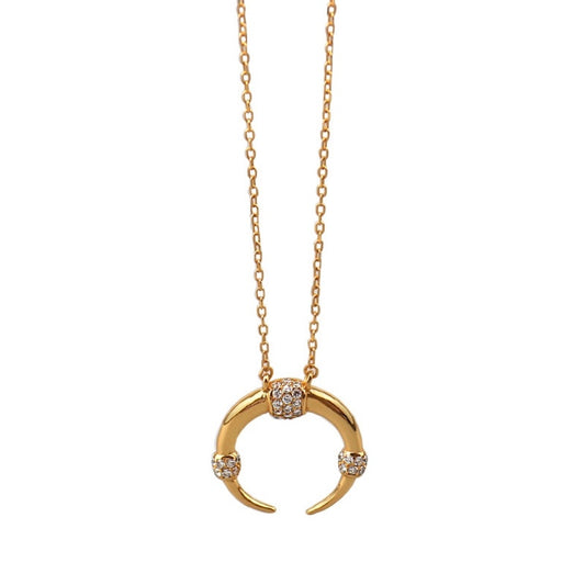 silver diamond moon necklace
