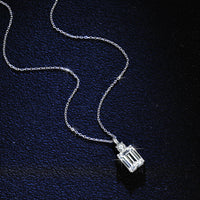 Emerald Diamond Square  Silver Necklace