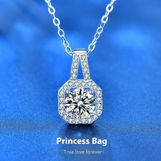 Moissanite Silver Necklace For Women All-match Niche High Sense