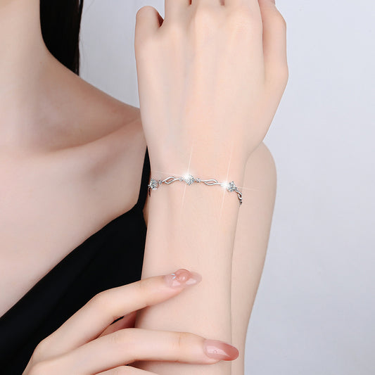 Colorful Moissanite  Silver Bracelet
