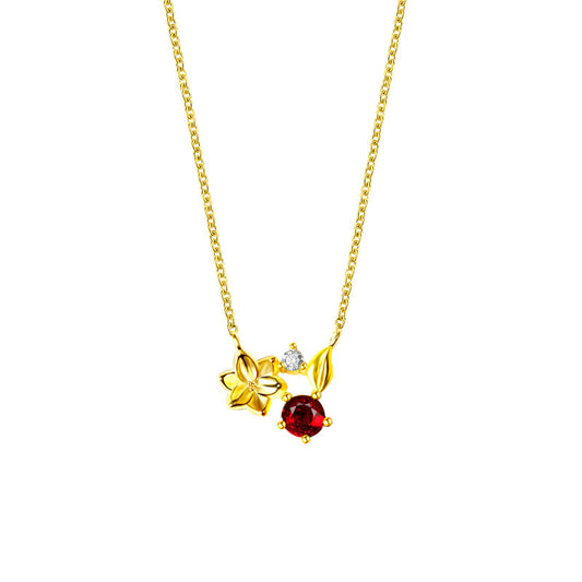 Silver Garnet Flower Pendant