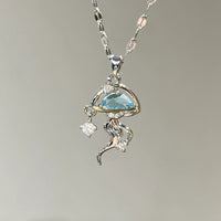 Silver Blue Jellyfish Necklace