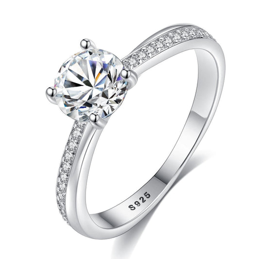 Sterling silver ring fashion ring claw set zircon null