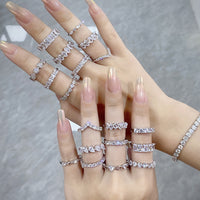 Silver Zircon Row Diamond Ring