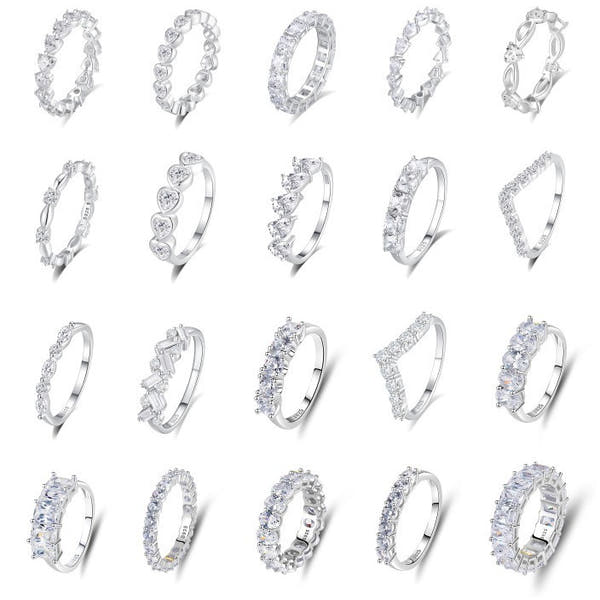 Silver Zircon Row Diamond Ring