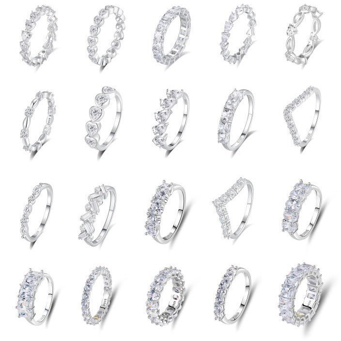 Silver Zircon Row Diamond Ring
