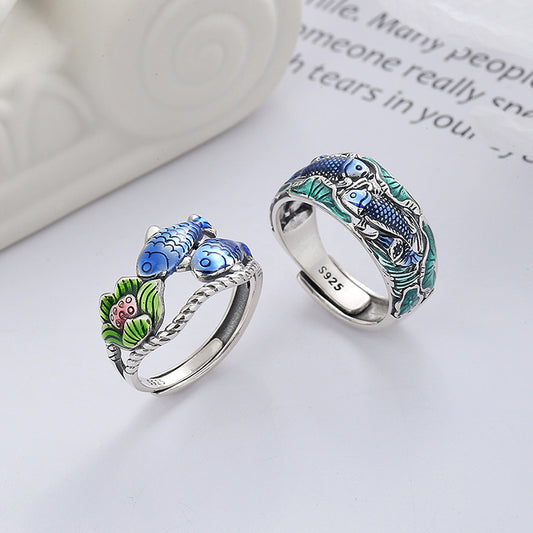Silver Lotus Vintage Distressed Ring