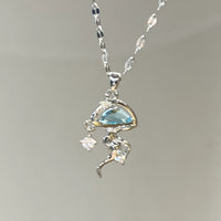 Silver Blue Jellyfish Necklace
