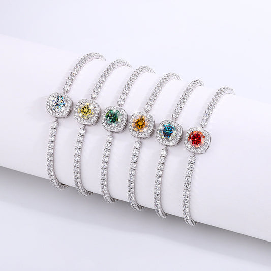 Silver Inlaid Diamond Bracelet