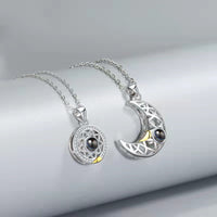 Sun Moon Projection Necklace Languages I Love You Couple Necklace Microcarving Text Photos